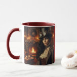 Mug Steampunk Vintage Victorian Lady Christmas Red<br><div class="desc">Une belle femme steampunk à Noël avec une cheminée rugissante.</div>