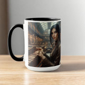 Mug Steampunk Vintage Victorian Lady Librairie