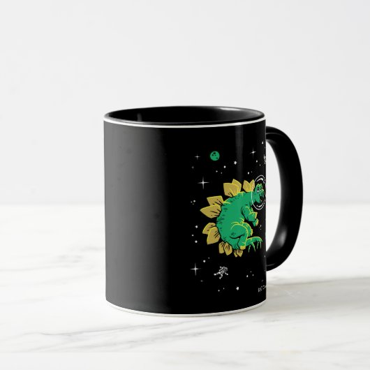 Mug Stegosaurus Dinos Tan Vert Dans L'Espace (Devant droit)