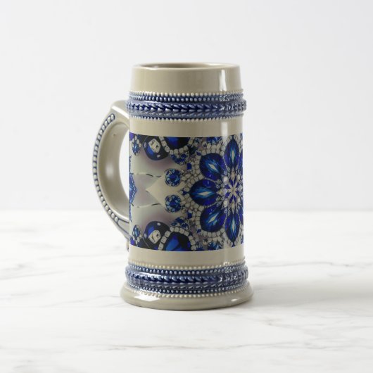 Mug Stein aux couleurs Bleues Blances Design (Devant gauche)