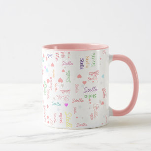 Mug Stella nom de couleur personnalisée les coeurs mag
