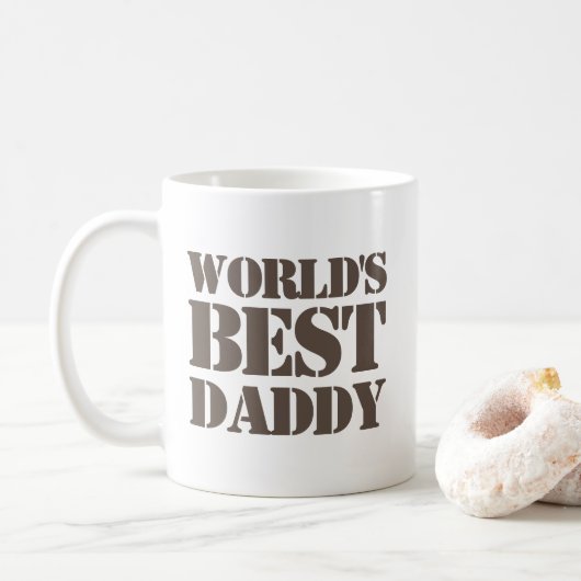 Mug Stencil Brown Texte Meilleur papa du monde (Avec donut)