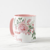 Mug Step Mom Year Established Custom Pink Roses (Devant gauche)