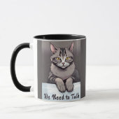 Mug Stern Tabby Cat exige une discussion sérieuse (Gauche)