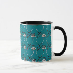 Mug Stéthoscope amusant pour médecin sur vert turquois