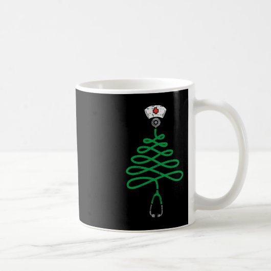 Mug Stethoscope Arbre de Noël Infirmière Scrub de Noël (Droite)