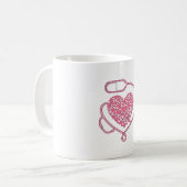 Mug Stéthoscope Cardiaque Design de Chemise Vectoriel (Devant gauche)