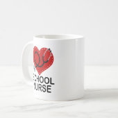 Mug Stéthoscope de coeur d'infirmière d'école (Devant gauche)