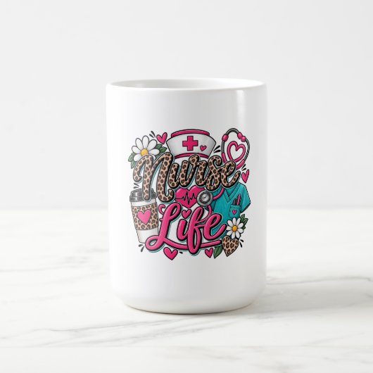 Mug Stéthoscope en forme de cœur à imprimé léopard Inf (Centre)