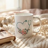 Mug Stéthoscope Médical Fleur Coeur Infirmière Soignan