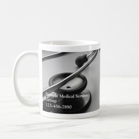 Mug Stéthoscope Médicale, noir et blanc (Gauche)