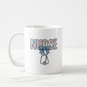 Mug Stéthoscope Nurse Bow Floral Vintage