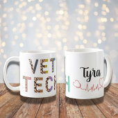 Mug Stethoscope Vet Tech Empreinte de léopard avec nom