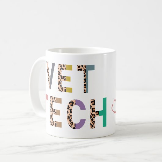 Mug Stethoscope Vet Tech Empreinte de léopard avec nom (Devant gauche)