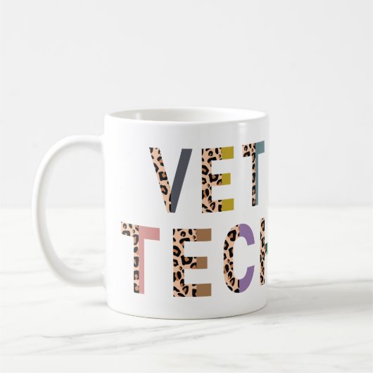 Mug Stethoscope Vet Tech Empreinte de léopard avec nom (Gauche)