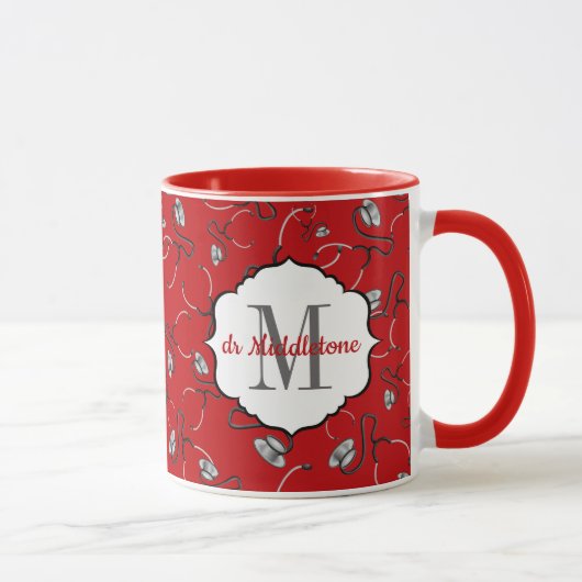 Mug Stéthoscopes Médicales rouges pour le nom des méde (Droite)