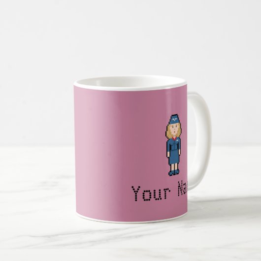 Mug Steward (hôtesse de l'air) nommé fait sur commande (Devant droit)