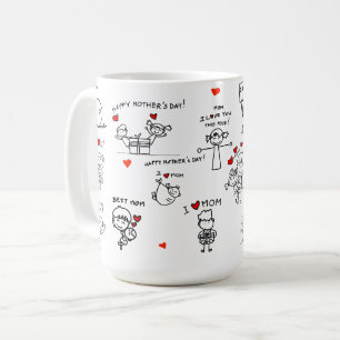 Mug Stick Figure Art fête des mères