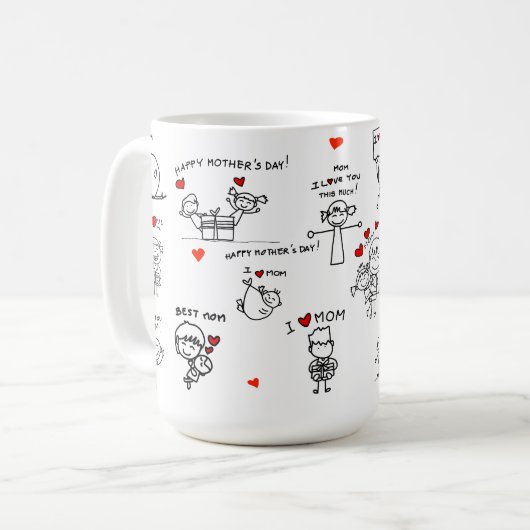 Mug Stick Figure Art fête des mères (Devant gauche)