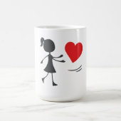 Mug Stick Figure Girl Catching Heart Graphic Tee (Centre)