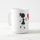 Mug Stick Figure Girl Catching Heart Graphic Tee (Devant gauche)