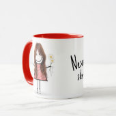 Mug Stick Figure Girl with Daisies and Quote (Devant gauche)