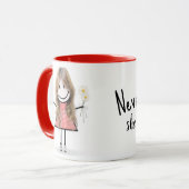 Mug Stick Figure Girl with Daisies and Quote (Devant gauche)