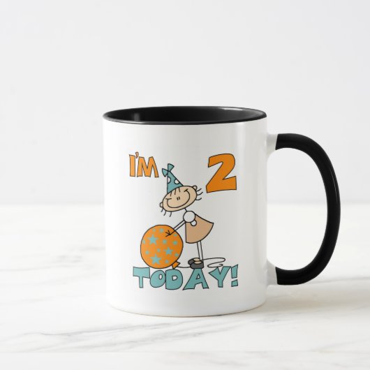 Mug Stick Girl I'm 2 Today Tshirts et cadeaux (Droite)