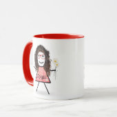 Mug Stick Girl with Daisies and Inspirational Quote (Devant gauche)
