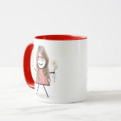 Mug Stick Girl with Daisies and Inspirational Quote (Devant gauche)
