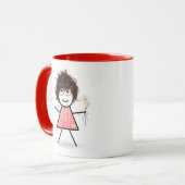 Mug Stick Girl with Daisies and Quote (Devant gauche)