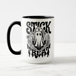 Mug Stick Or Treat Fantôme Infirmière Drôle Halloween