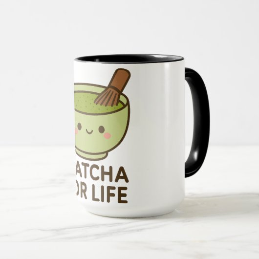 Mug Sticker à bol mignon Matcha (Devant droit)