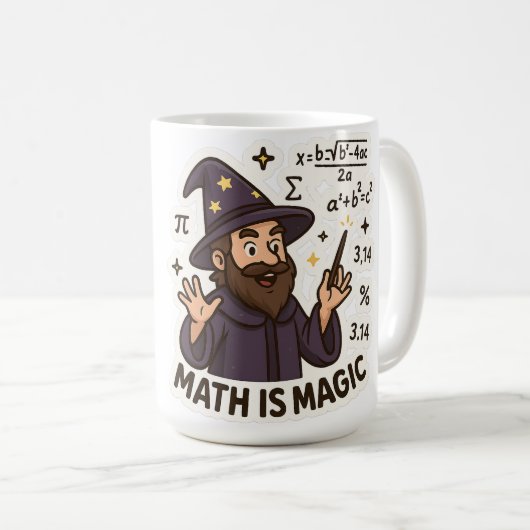 Mug Sticker Assistant Mathématiques - "Math is Magic" (Devant droit)