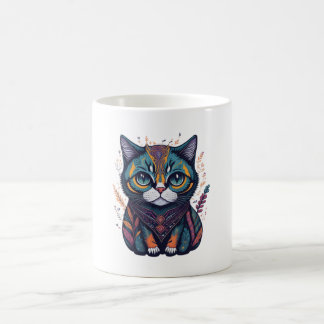 Mug Sticker Boho Chat couleur aquarelle
