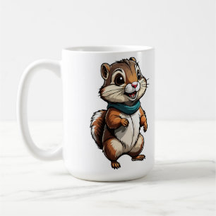 Mug Sticker de dessin adorable Chipmunk avec Turquoise