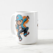 Mug Sticker de personnage de dessin de garçon style ru (Devant gauche)