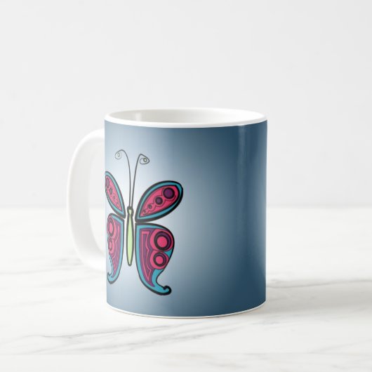 Mug Sticker rond papillon classique (Devant gauche)