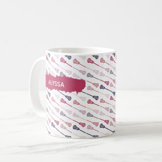 Mug Sticks de crosse diagonale rose et violet Motif (Devant gauche)