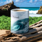 Mug Stormy Turquoise Blue Ocean Wave Rough Water Surfi