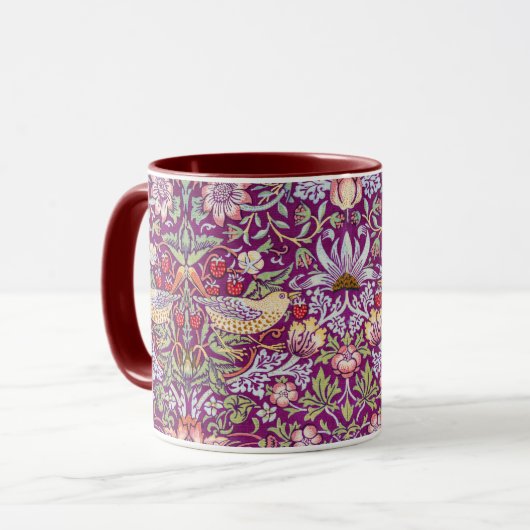 Mug Strawberry Thief Red, William Morris (Devant gauche)