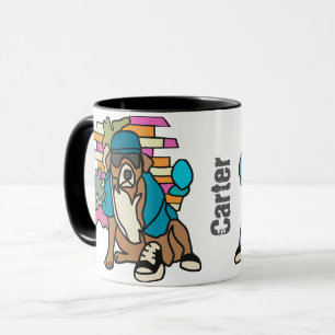 Mug Street Retro Chien, Casquette et Basket Drôle