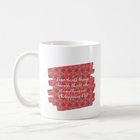 Mug Strength Scripture Red Floral Pattern (Gauche)