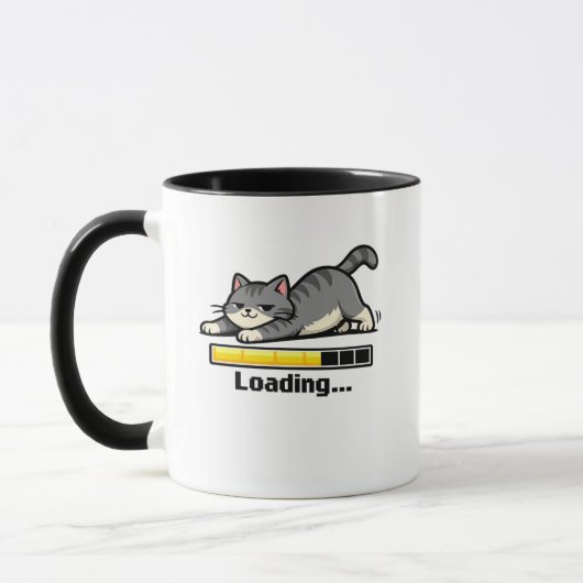 Mug Stretching Cat Loading Bar Funny Motivational Cart (Gauche)