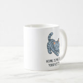 Mug Stretching Grey Tabby Cat Custom Text (Devant droit)