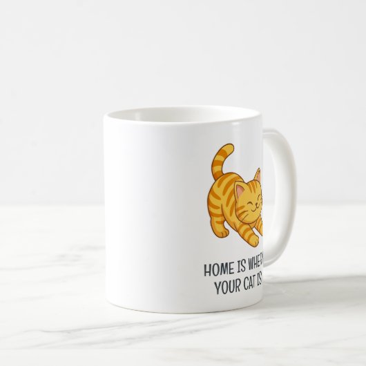 Mug Stretching Orange Tabby Cat Custom Text (Devant droit)