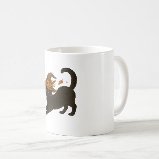 Mug Stretting Chat Noir - Witchy Automne Classique T-S (Devant droit)