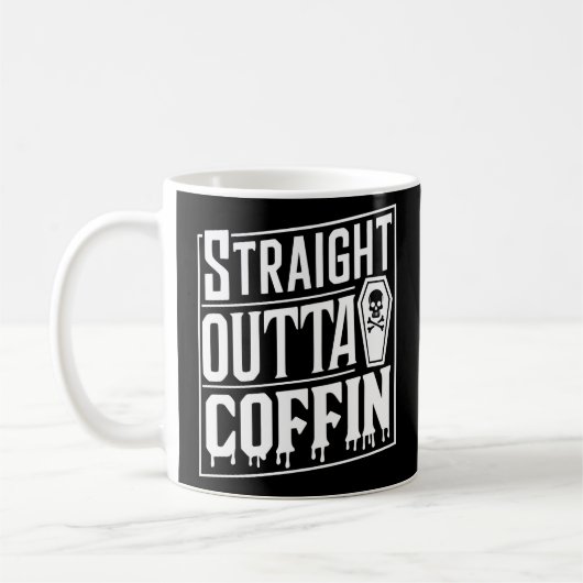 Mug Stright Outta Coffin Funny Vampire Puns d'Hallowee (Gauche)