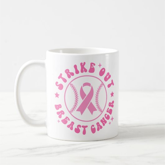 Mug Strike Out Breast Cancer Pink Ribbon Awareness (Gauche)