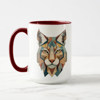 Mug Striking Colorful Geometric Lynx Face